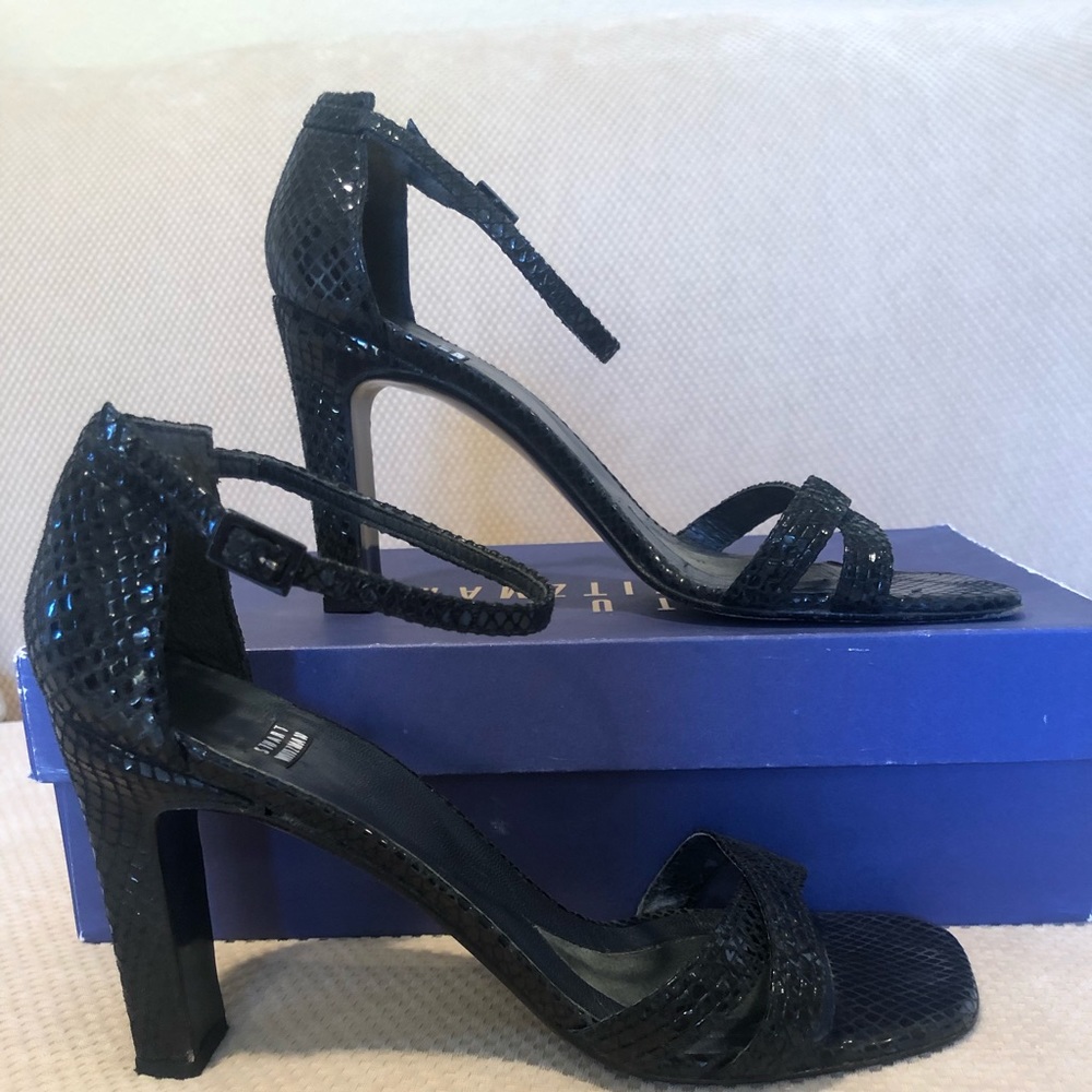 Stuart Weitzman 7.5 Blk diamondback-4 “ heels